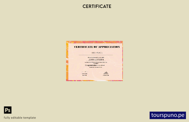Plantilla de certificado de arte de EE. UU. lista para imprimir en formato Word 